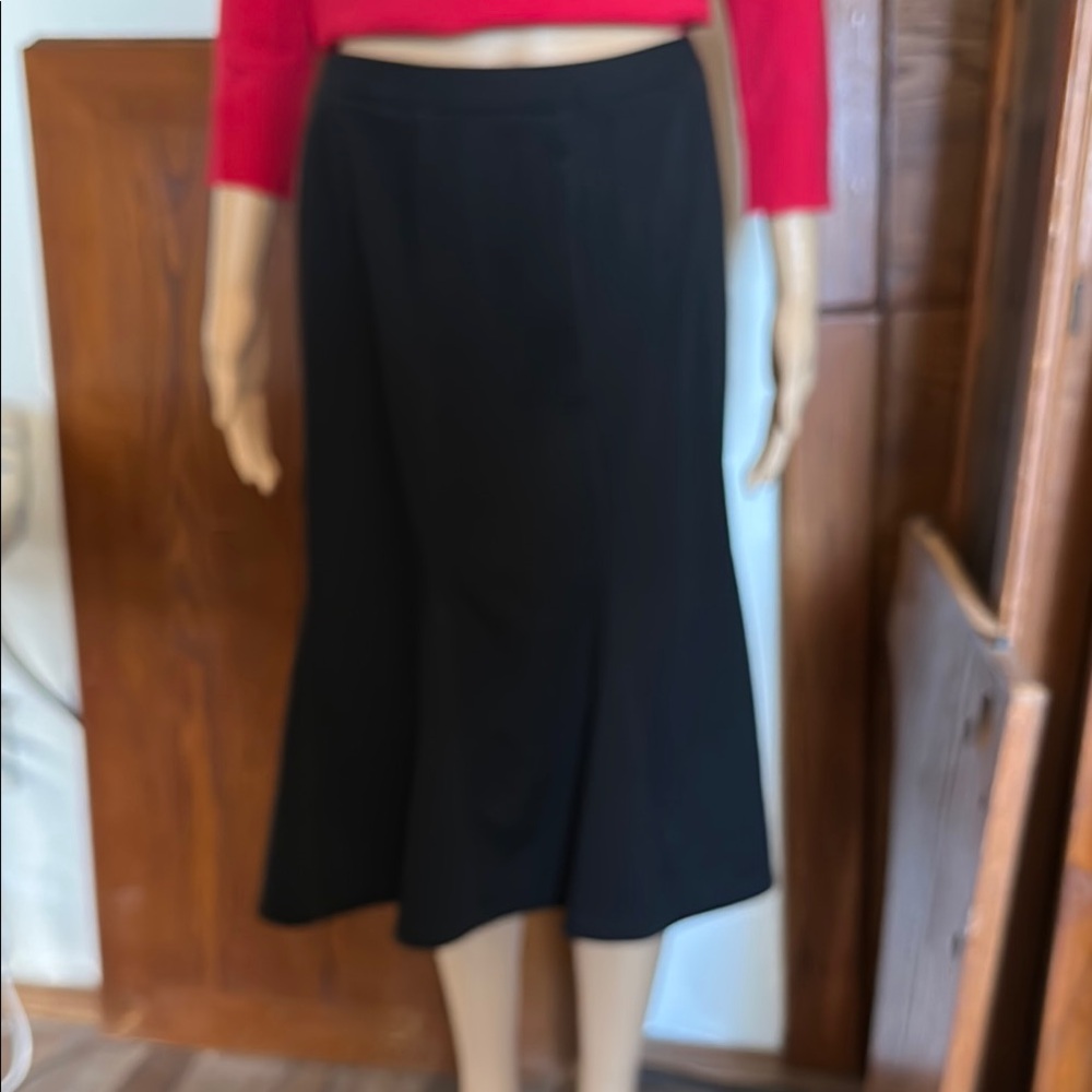 JM Collection Black Trumpet Hem Midi Skirt